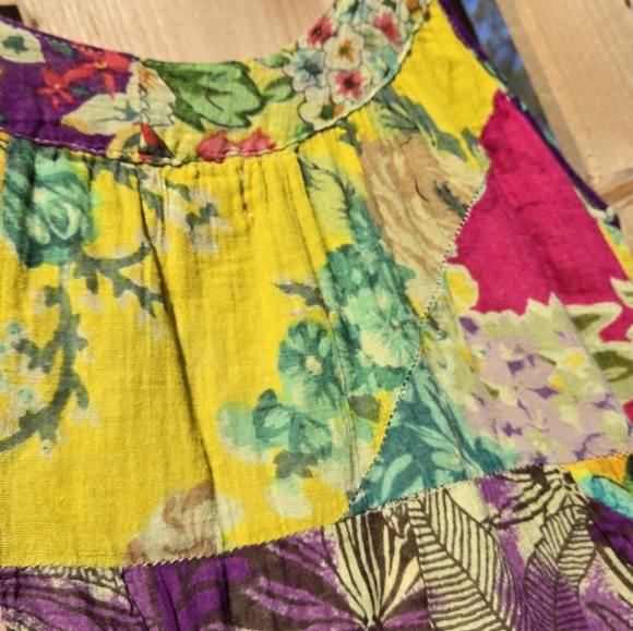 VINTAGE Colorful Patchwork Bohemian Dress / Top Handmade in Nepal - small - Picture 8 of 8